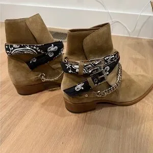 AMIRI | Shoes | Amiri Tan Suede Boots With Black Bandana  display picture 2